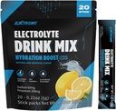 Extreme Electrolyte Drink Mix with Sodium 60mg, Pastium 200mg, Taurin - Hydration Powder, Zero Sugar, Zero Caffeine, Non GMO, Zero Gluten, Low Calorie, Lemon Flavor (20 πακέτα, 20 ημέρες προσφοράς)