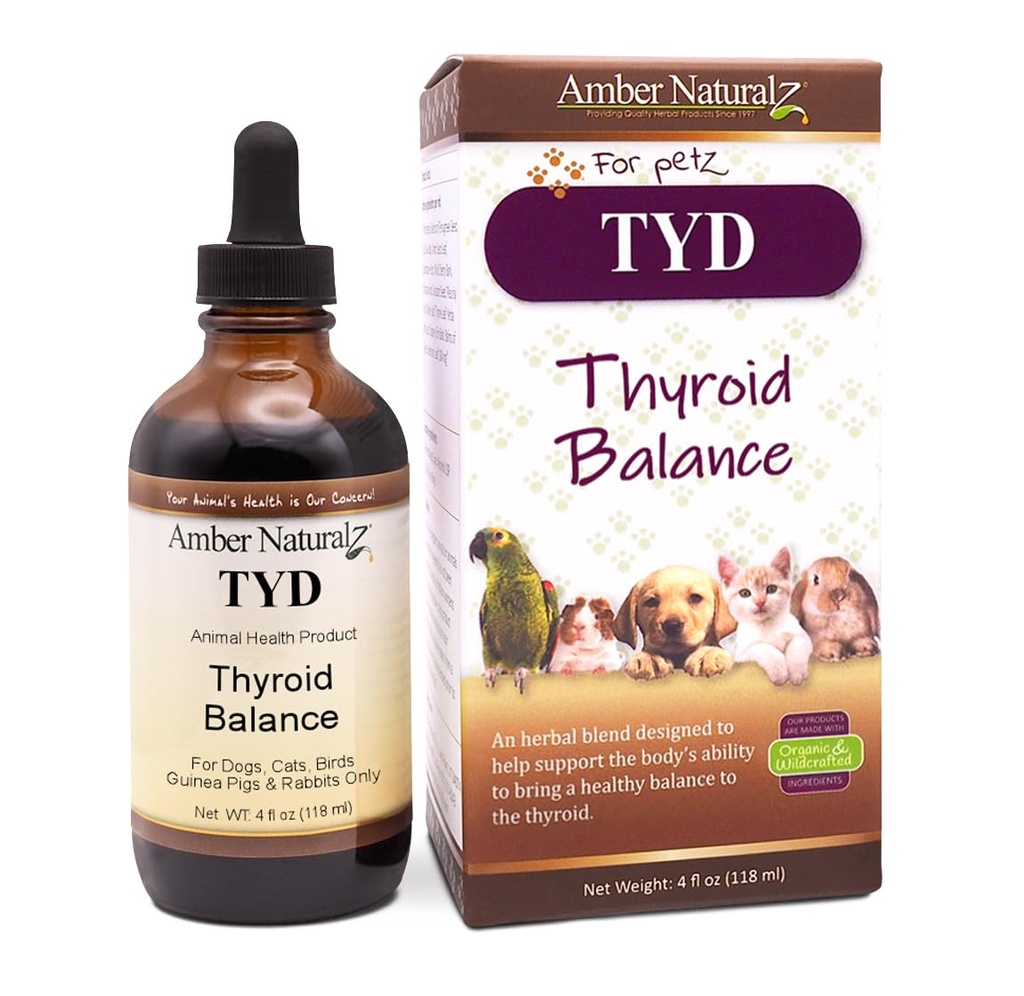 Amber NaturalZ TYD Thyroid Balance Βότανο συμπλήρωμα για σκύλους, γάτες, πουλιά, χοίροι Γουινέας, και κουνέλια 