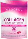 NeoCell Collagen Ομορφιά μαλακά μάσημα με βιταμίνη C και υαλουρονικό οξύ, για την υγεία των μαλλιών, του δέρματος και των νυχιών, Punch φρούτων, μαλακά μάσημα, 60 Count, 1 τσάντα