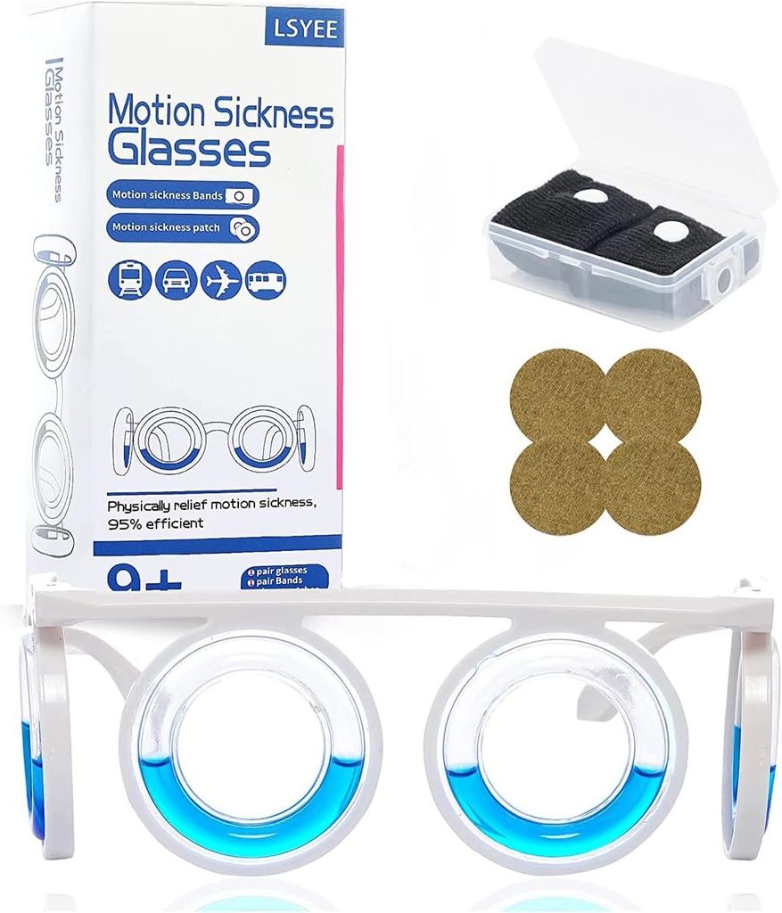 Αντικινητικά γυαλιά, Motion Sickness Bands (Random Color), Motion Sickness Patch, Antiemetic, Τρία σε ένα πακέτο για ενήλικες ή παιδιά