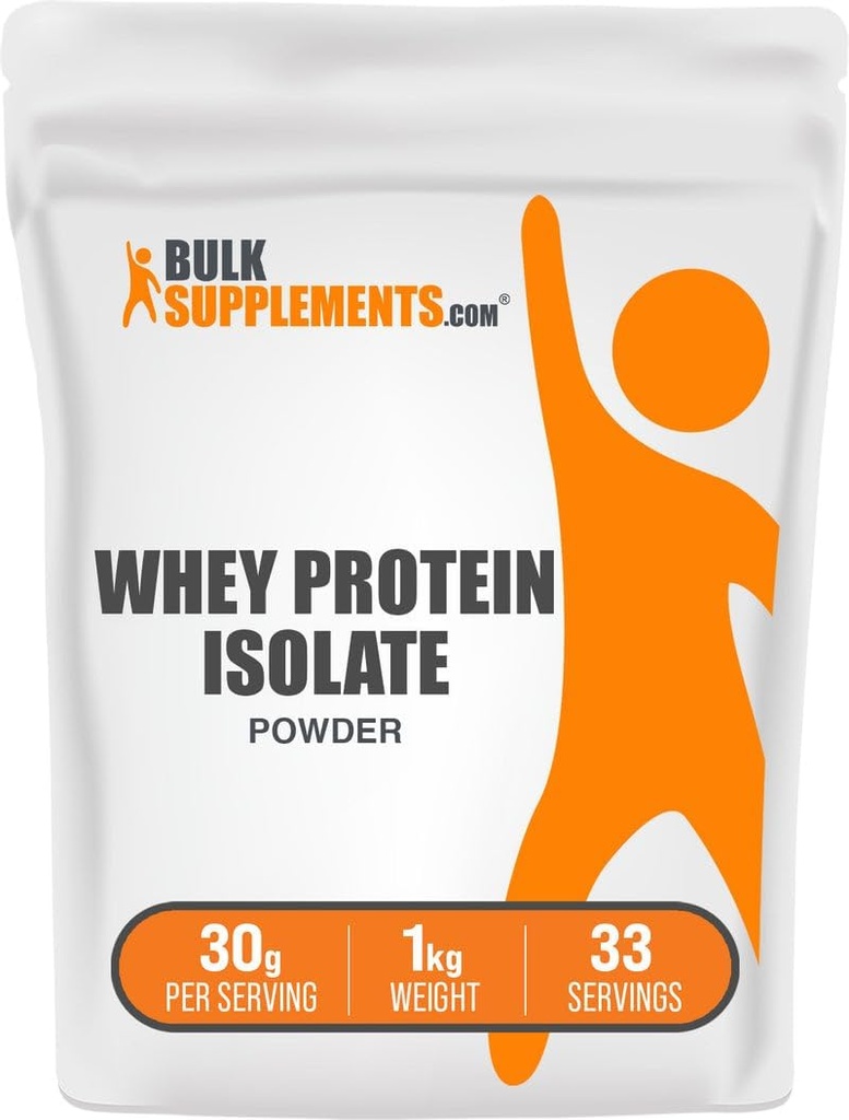 BulkSupplies.com Whey Protein Isolate Powder - Μη αρωματισμένη σκόνη πρωτεΐνης ορού γάλακτος, συμπλήρωμα διατροφής - Χωρίς γλουτένη, 30g ανά σερβιρίσματος, 1kg (2,2 lbs) (Pack of 1)