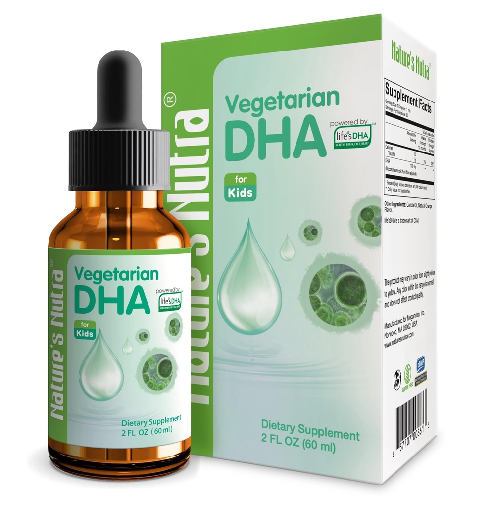 Nature's Nutra Vegetarian DHA, Premium Liquid DHA for Baby, Infant, Kids and Children, Non-GMO, DHA 100 mg, Pure Plant Source, 2 Fl Oz (60ml)