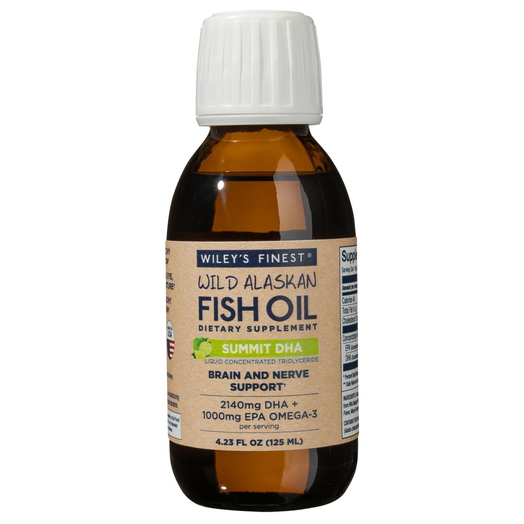Wiley's Finest Wild Alaska's Fish Oil Summit DHA Liquid - 2140mg DHA και 460mg EPA Omega-3s - Citrus Flavored Liquid Supplement - 4.23 Oz (25 Services)