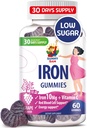 SUNNY SAM Iron Gummies for Kids & Adults - Σιδήρου Βιταμίνες με βιταμίνη C, 10mg ανά Σερβίρισμα - Μασώμενα Φρούτα Gummy για την Ανοσοποιητική Υποστήριξη Red Blood Cell Production