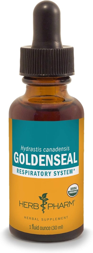 Βότανο Pharm Certified Organic Goldenseal Liquid Extract για την υποστήριξη του αναπνευστικού συστήματος, οργανικό αλκοόλ από ζαχαροκάλαμο, 1 ουγγιά
