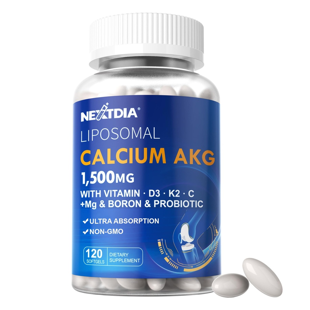 Συμπλήρωμα AKG λιποσωμικού ασβεστίου 1500mg με βιταμίνη D3 & K2 Softgels για γυναίκες & άνδρες