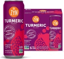 ZYN Turmeric Wellness Drink (6 Pack), Ρόδι Cranberry Flavored Turmeric Curcumin Drink with Black Pepper, No Added Sugar, Low Carb & Low Calorie Drink, Καθαρή Εναλλακτική