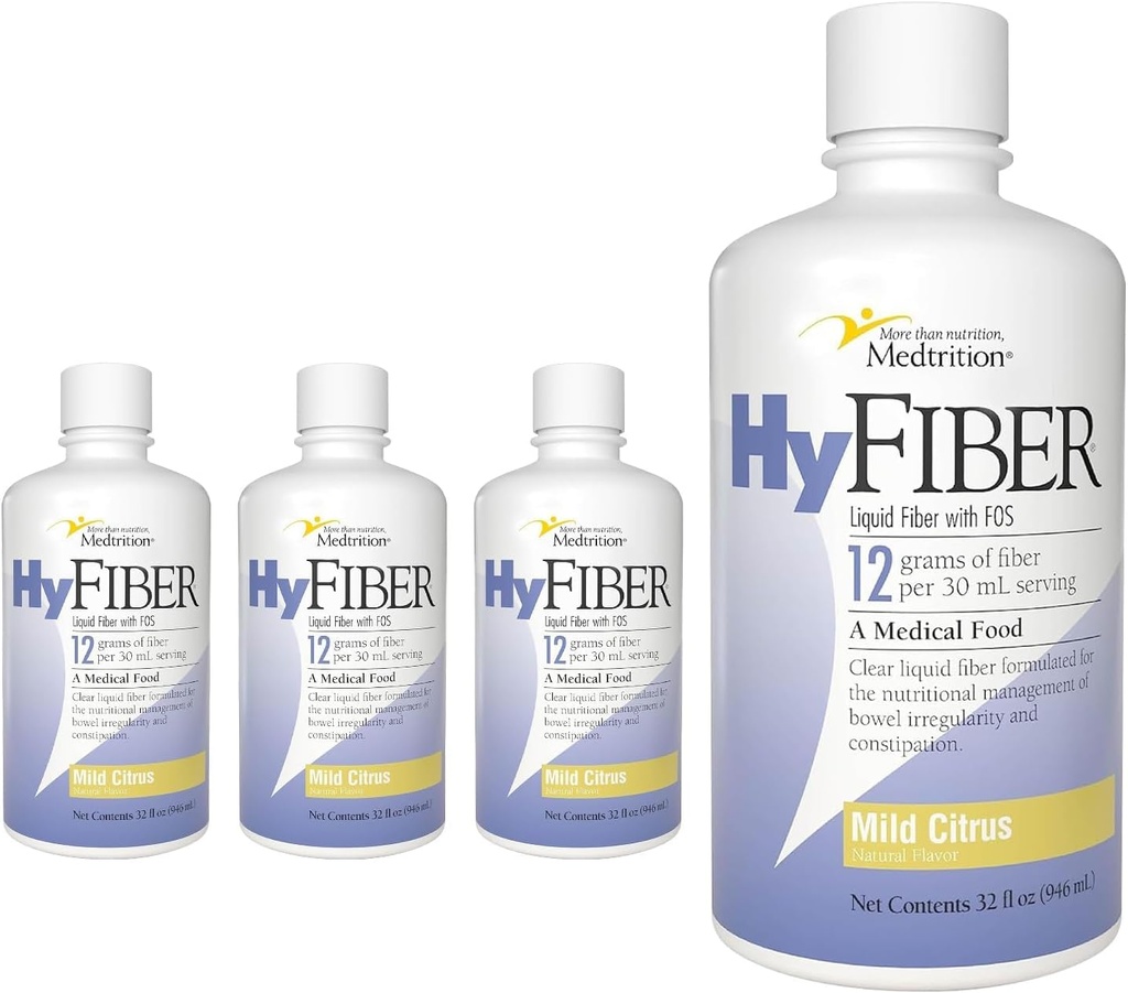 Medtrition HyFiber Daily Liquid Fiber για την κανονικότητα και μαλακά εργαλεία, 12 Grams Soluble Fiber, 32 fl oz 4 Pack