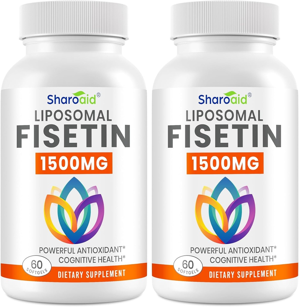 1500mg Fisetin Συμπληρώματα - Ισχυρή απορρόφηση με λιποσωμική παράδοση,98% καθαρό Fisetin,Polyphenol Antioxidant για υγιή γήρανση,Non-GMO - 2 μπουκάλια, 120 Softgels για ενήλικες