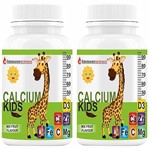 Verem Ασβέστιο για παιδιά με βιταμίνη D3 (VIT d), Μαγνήσιο, Συμπλήρωμα ψευδαργύρου, Βιταμίνη C, L-λυσίνη Πολυβιταμίνη για παιδιά Ισχυρά οστά, Ανοσία, Ανάπτυξη & Ανάπτυξη - 120 δισκία (Συσκευασία των 4)