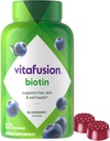 Vitafusion Extra Strength Biotin Gummy Vitamins, Berry Flavored, 5.000 mcg Biotin Vitamins, America’s Number 1 Gummy Vitamin Brand, 50 Day Supply, 100 Count (packaging μπορεί να ποικίλει)