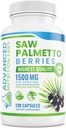 Saw Palmetto μούρα & εκχύλισμα - 1500 mg Saw Palmetto συμπλήρωμα για άνδρες & γυναίκες - DHT μπλοκέρ για την ανάπτυξη των μαλλιών, Prostate Υποστήριξη & ούρα Υγεία - 120 κάψουλες Vegan