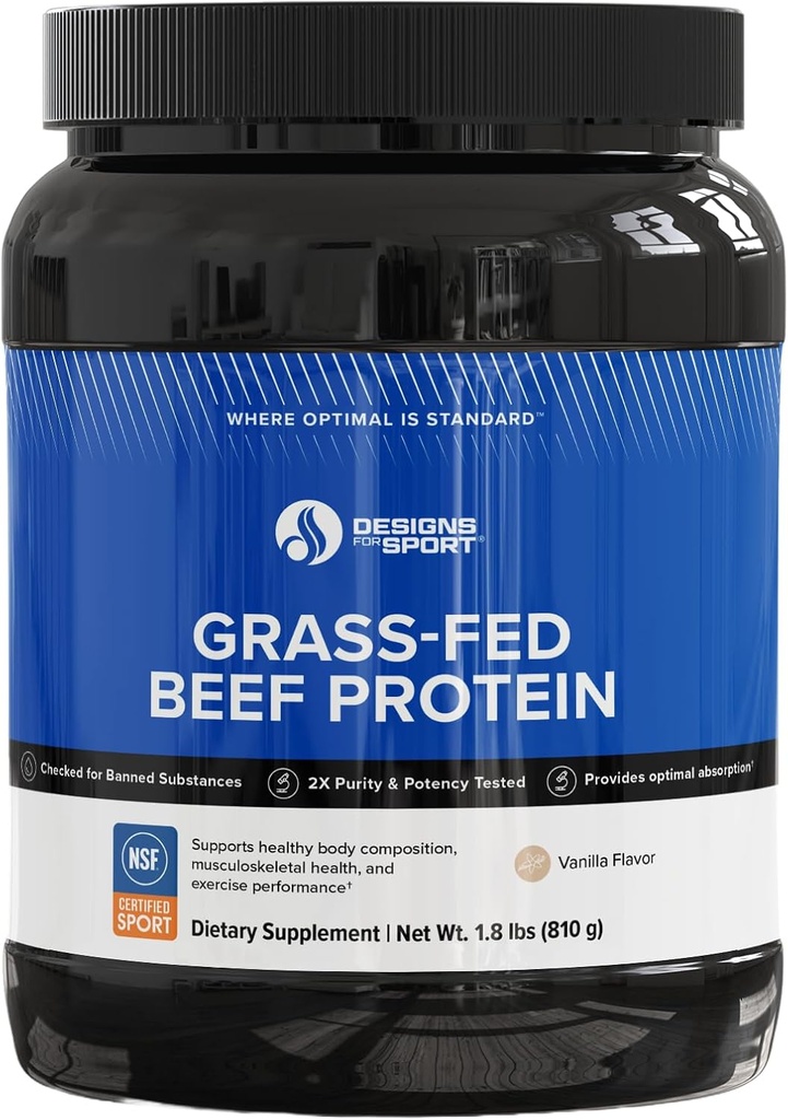 Designs for Sport Beef Protein Powder - NSF Certified for Sport Hydrolyzed Protein - Υψηλή απορρόφηση με Αμινοξέα & Collagen Precursors - Πρωτεΐνες Βρώμων Οστών για Αθλητές (Vanilla, 30 Servings)