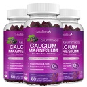 Ασβέστιο Μαγνήσιο Ψευδάργυρος Gummies με Υψηλή Απορρόφηση Μαγνήσιο Γλυκινικό 200mg, Κάλιο -Plant Συμπλήρωμα ασβεστίου w/ D3 & Θαλασσινό Μος για τα οστά, τους μυς, την ηρεμία Mood & τον ύπνο Υποστήριξη - Παιδιά & ενήλικες (3 Pack)