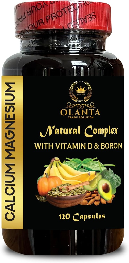 Calcium Magnesium Complex - Immune Support Vitamins, Calcium Supplements for Women Over 50, Bone Builder Supplement, Minerals for Bone Support, Gluten Free, Non-GMO - 1 Bottle 120 Capsules