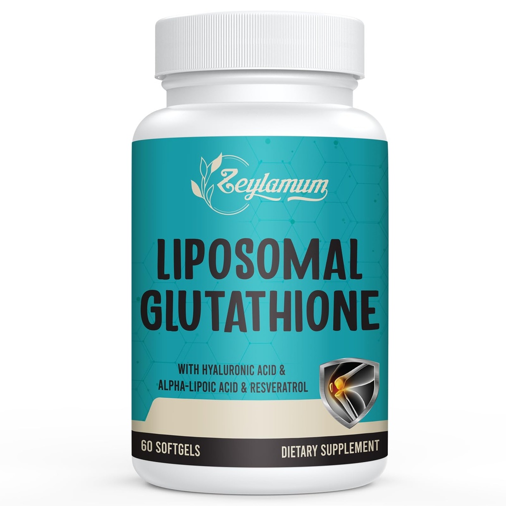 2400 MG Liposomal Glutathion Softgels, Max Απορρόφηση, Ενεργή Μορφή L-Glutathion Μειωμένη (GSH), με Υαλουρονικό οξύ, ρεσβερατρόλη, Master Αντιοξειδωτικά για Detox, Εγκέφαλο, ανοσοποιητικό σύστημα, 60 Softgels