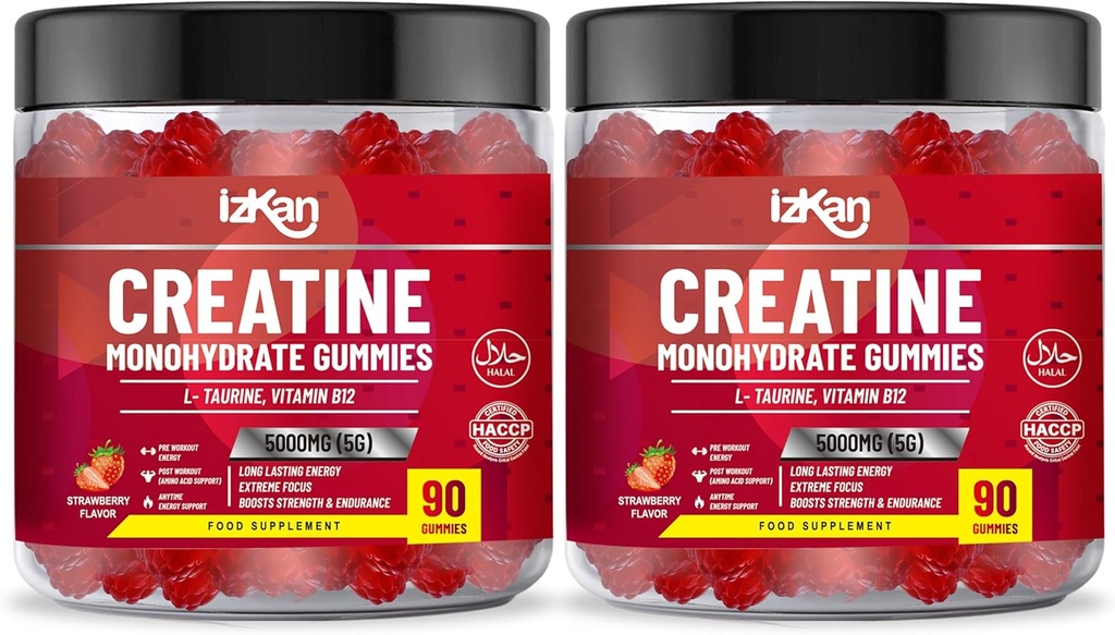 Creatine Monohydrate Gummy 5000mg για άνδρες και γυναίκες - 180 Chewable Creatine ADVANCE COMPLEX Taurine & B12 Gummies Φράουλα Αρωματισμένο 