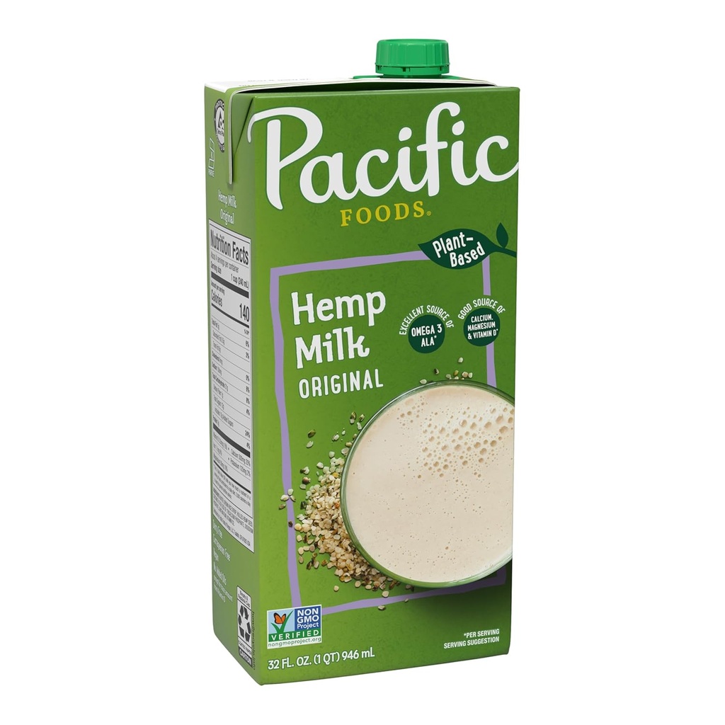 Pacific Foods Αρχικό γάλα κάνναβης, Φυτικό με βάση το γάλα, 32 oz χαρτοκιβώτιο