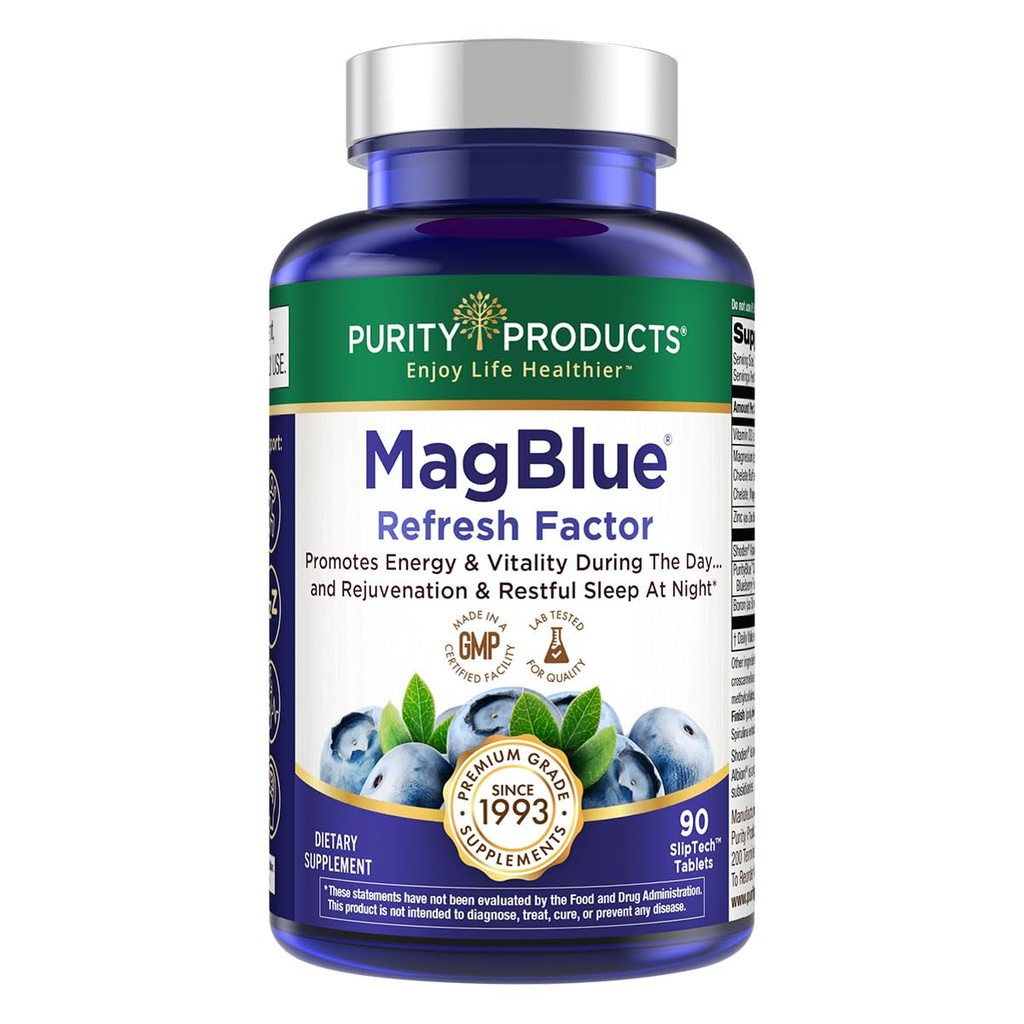 Προϊόντα καθαρότητας MagBlue Refresh Factor Super Boost - Μαγνήσιο Bisglycinate, Shoden Ashwagandha, βιταμίνη D3, ψευδάργυρος και βόριο - 90 δισκία
