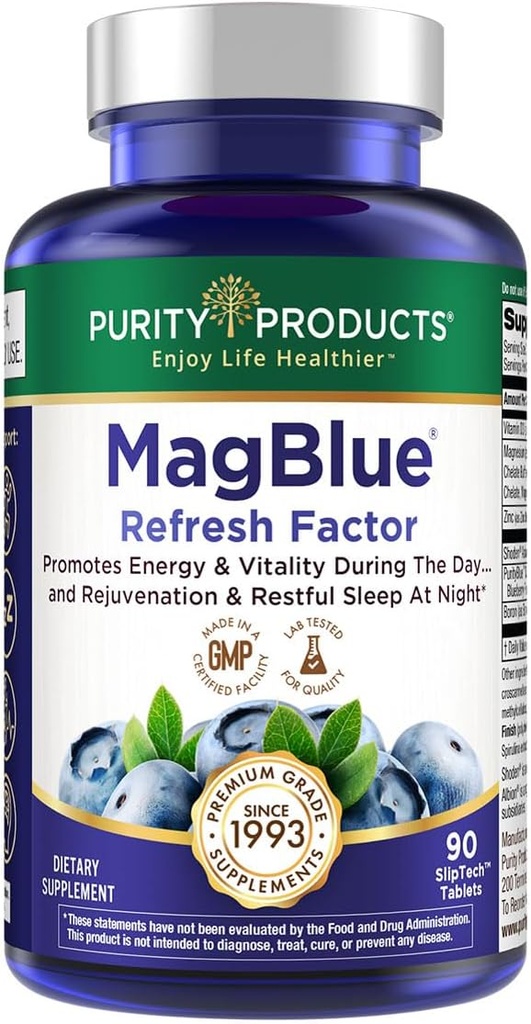 Προϊόντα καθαρότητας MagBlue Refresh Factor Super Boost - Μαγνήσιο Bisglycinate, Shoden Ashwagandha, βιταμίνη D3, ψευδάργυρος και βόριο - 90 δισκία