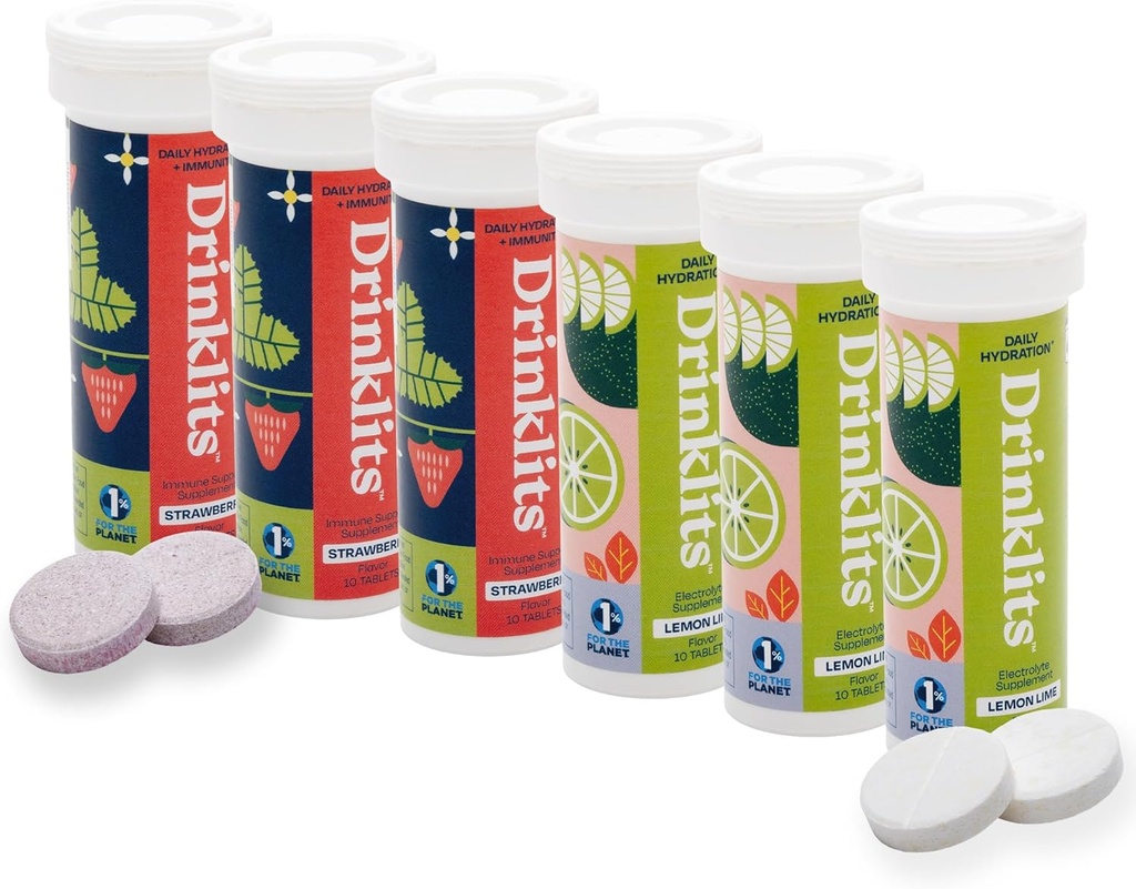 Ποτά Λεμονί Lime Electrolyte Hydration & Strawberry Immunity Tablets (6) Tube Combo Pack 