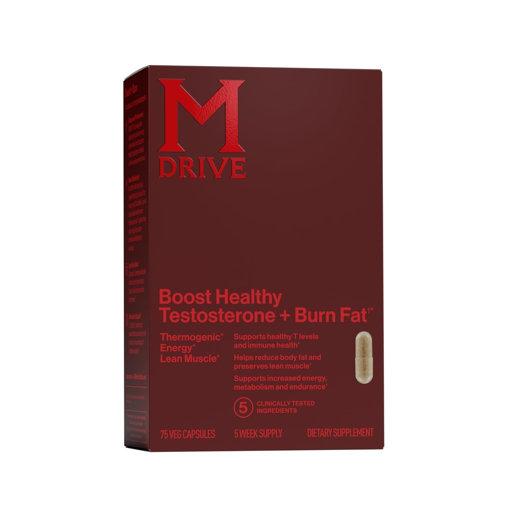 Mdrive Boost και Burn συμπλήρωμα υποστήριξης τεστοστερόνης και λίπος Burner με ψευδάργυρο, KSM-66 Ashwagandha, Advantra Z, 75 κάψουλες