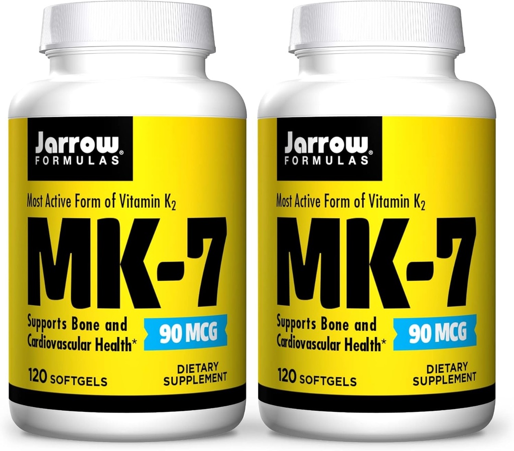 Jarrow Formulas MK-7 90 mcg - 120 Softgels, Συσκευασία 2 - Superior Vitamin K Product for Building Strong Bones - Υποστηρίζει την καρδιά και την καρδιαγγειακή υγεία - 240 Total Services