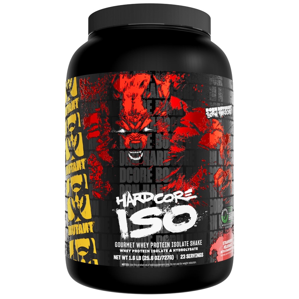 Mutant ISO Surge Whey Protein Isolate Powder Acts Fast to Help Recover, Build Muscle, Bulk and Strength, 1.6 lb - φράουλα Milkshake