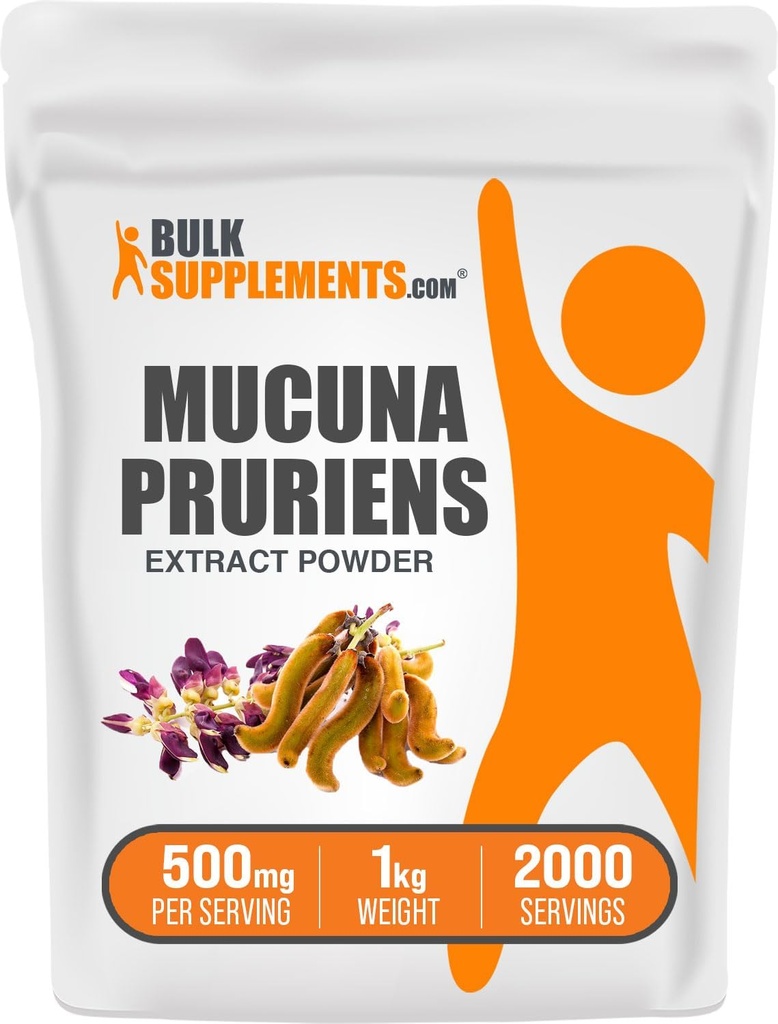 BulkSupplements.com Mucuna Pruriens Extract Powder - Mucuna Pruriens Συμπληρώματα, συμπλήρωμα βοτάνων - Vegan & Gluten Free, 500mg ανά Σερβίρισμα, 1kg (2,2 lbs) (πακέτο των 1)