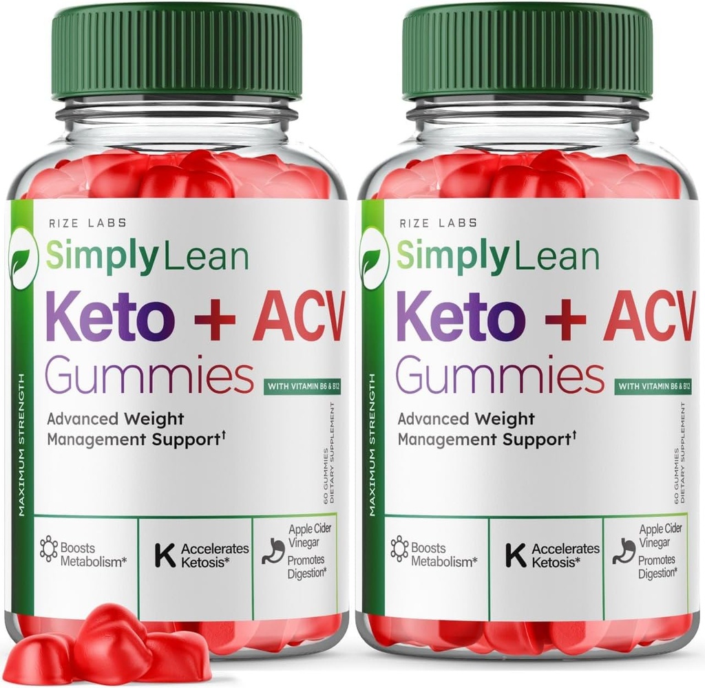 rize labs (πακέτο των 2 SimplyLean Keto + ACV Gummies για Σύνθετη απώλεια βάρους, απλάLean συμπλήρωμα για μέγιστη δύναμη Gomitas, Advanced Formula Review (120 Gummies)