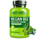 NATURELO Vegan B12 - Μεθύλιο B12 με οργανική σπιρουλίνα - Υψηλή ισχύς Βιταμίνη B12 1000 mcg Methylcobalamin - Υποστηρίζει υγιή διάθεση, ενέργεια, καρδιά και την υγεία των ματιών - 90 κάψουλες