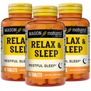 MASON NATURAL Relax & Sleep Dietary βοτανικό συμπλήρωμα με Valerian Root & Passiflora Extract, 9μηνη προσφορά, 3 Pack