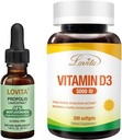 Lovita Bee Propolis Liquid Extract & Βιταμίνη D3 Συμπλήρωμα θρεπτικών συστατικών Softgel