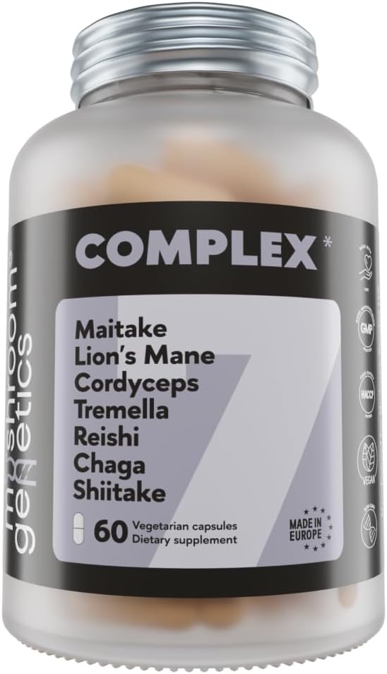 Συγκρότημα 7 - Organic Reishi, Lions Mane, Cordyceps, Shiitake, Chaga, Maitake & Tremella για την ανοσοποιητική υποστήριξη, εστίαση & ενέργεια 