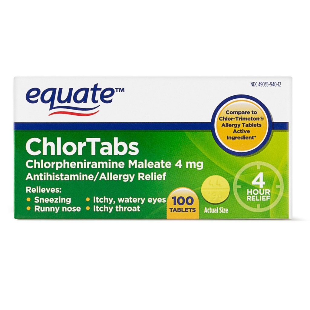 Ικανότητα: Chlortabs Δισκίο Antihistamin (100 ct)