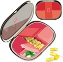 Daily Pill υπόθεση Organizer Pocket Pharmacy, Chrxbei Pill υπόθεση εμπορευματοκιβωτίων Ταξιδέψτε πρέπει να έχει με 5 διαμερίσματα, φορητό κουτί Splitter χάπια για βιταμίνη, φαρμακευτική αγωγή, συμπλήρωμα και ιχθυέλαιο - Κόκκινο