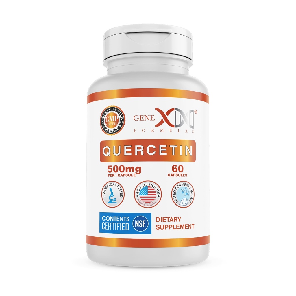 Genex Formulas Quercetin 500mg -60 Κάψουλες για την παροχή 60 ημερών - Συμπλήρωμα για την υποστήριξη του ανοσοποιητικού, αντιοξειδωτικό και Αλλεργική προστασία, μη GMO, χωρίς γλουτένη