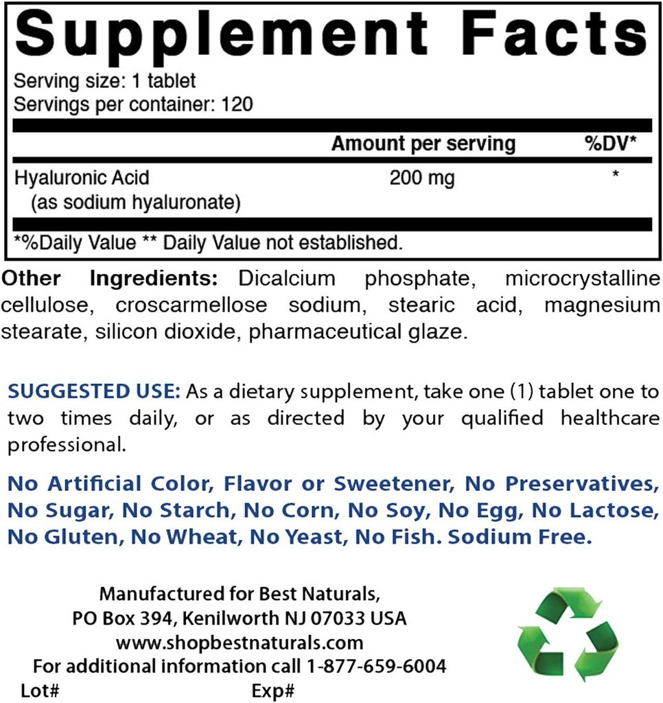 Best Naturals Υαλουρονικό οξύ 200 mg & COQ10 100 mg