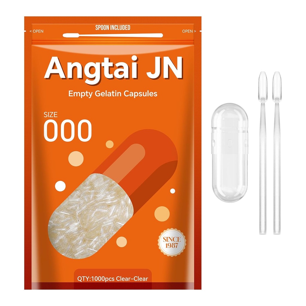 Κενή Ζελατίνη Κάψουλες Μέγεθος 000 χάπια Gel Caps Καθαρή Βοοειδή Clear (1.000 Count) Γλουτένη Χωρίς, Μη-ΓΤΟ, Hanal Certified Filling Kit με 2 κουτάλια για DIY Τα δικά σας συμπληρώματα