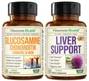 Γλυκοζαμίνη Chondroitin MSM με Turmeric Boswellia & Liver Cleanse Detox & Repair 40+ συμπλήρωμα ήπατος με 50% Silymarin Milk Thestle Extract για κοινή και ηπατική υποστήριξη