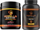 Gorilla Mind Pre προπόνηση (Cherry) + Premium πρωτεΐνη ορού γάλακτος (Chocolate) - συνολική στοίβα για την τροφοδοσία μέγιστη αποτελέσματα προπόνησης