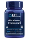 Επέκταση ζωής Glutathione, Cysteine & C, 500 mg βιταμίνης C, Ισχυρό αντιοξειδωτικό συμπλήρωμα για την υποστήριξη της υγείας του ήπατος, χωρίς γλουτένη, μη GMO, 100 κάψουλες