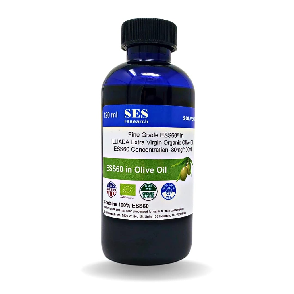 SES Research Fine Grade C60-120 ML Βιολογικό Έξτρα Παρθένο Ελαιόλαδο - 99,99% Υψηλότερη καθαρότητα άνθρακα 60-Anti-Geast-Boost Energy - Nootropics Αντιοξειδωτικό συμπλήρωμα-Better Sleep-Focus-Longevity-Immunity