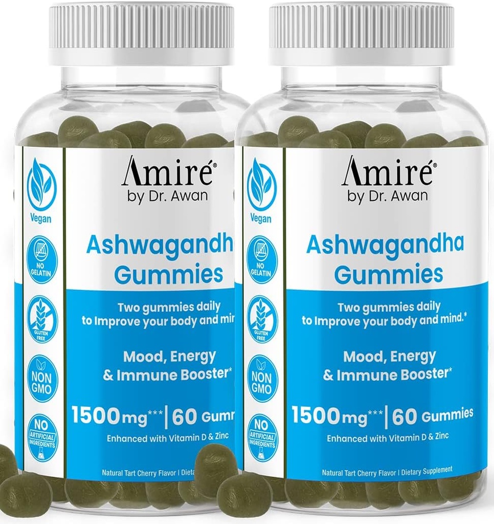Amire από τον Δρ Awan Ashwagandha Gummies, Mood, Energy, & Immune Booster, 120ct, 60day Supply