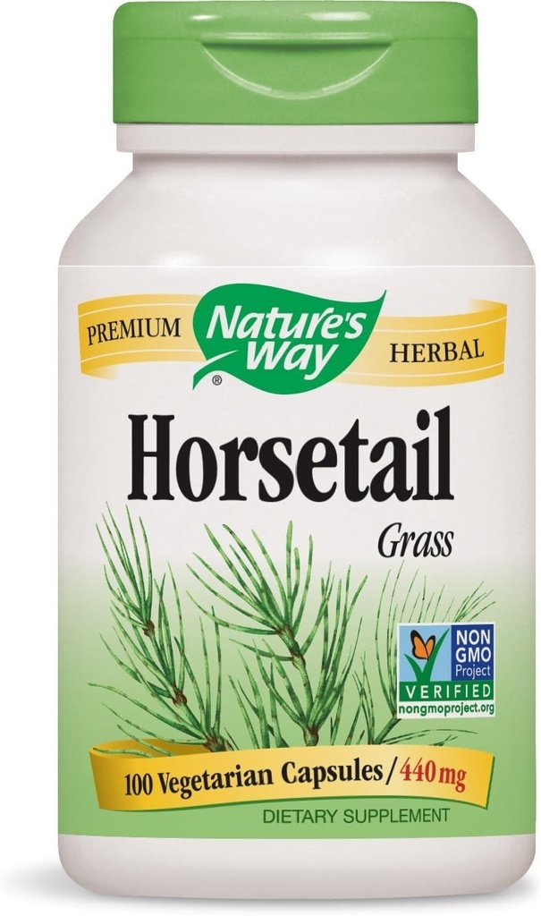 Natures Way Horsetail Grass 400 Milligrams, 100 κάψουλες χορτοφάγων. Συσκευασία των 3 Φιαλιδίων