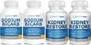 Διττανθρακικό νάτριο 650mg κάψουλες για ανακούφιση οξέος, αλκαλικότητα 120 χάπια 2-πακέτο + Kidney Restore Kidney Cleanse and Kidney Health Supplement, 60 caps - 2 Pack