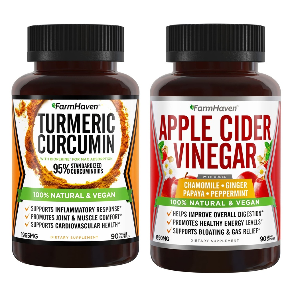 FarmHaven Turmeric Κουρκουμίνη με BioPerine και μηλίτη μηλίτη Ξίδι με Ginger