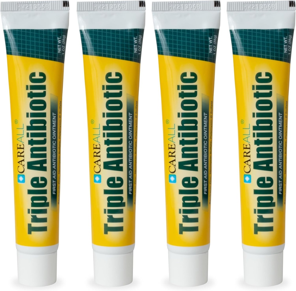 CareAll Triple Antibiotic Aintment 1.0 oz (4 Pack), Αλοιφή πρώτων βοηθειών για μικρές σχισμές, περικοπές και εγκαύματα για να βοηθήσει στην πρόληψη της μόλυνσης, σε σύγκριση με τα ενεργά συστατικά της κύριας μάρκας