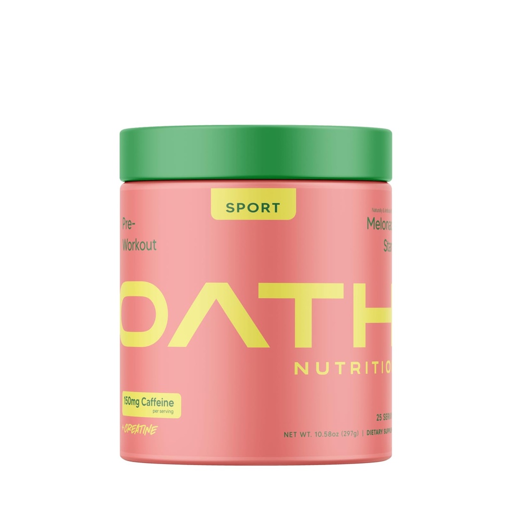 Oath Nutrition Sport Sugar Free Pre-Workout Powder, Melonade Stand, Contains Creatine Monohydrate, Caffeine and Beta Alanine, Pre Workout Powder for Women and Men, 25 Servings