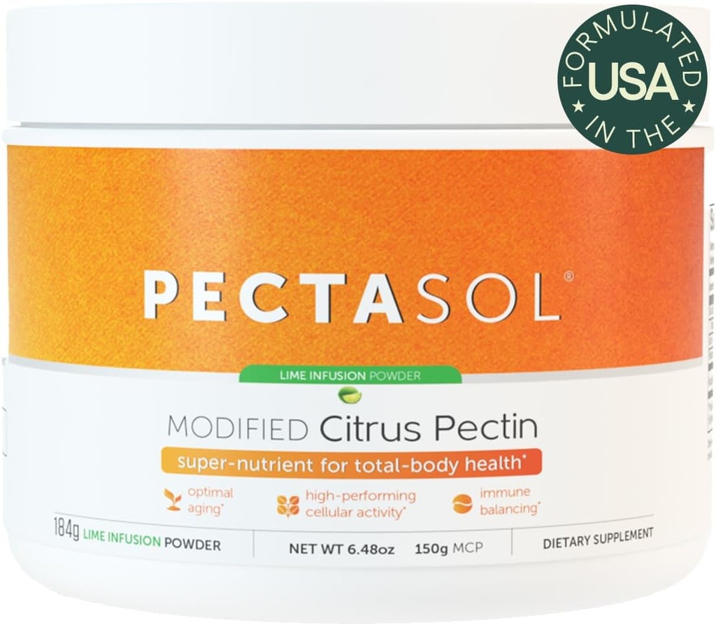 PectaSol Modified Citrus Pectin – 184g Lime Powder – Total-Body Health Supplement to Support Heart, Immune System, Inflammation Response & Healthy Aging + Maintain Healthy Galectin-3 Levels